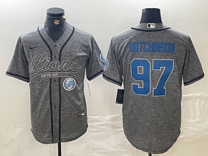 Men Detroit Lions 97 Hutchinson Grey Joint Name 2024 Nike Limited NFL Jersey style 6